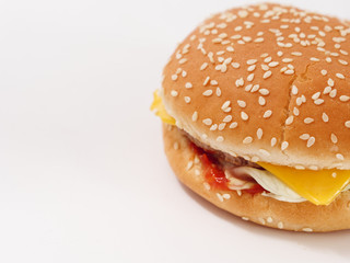 fast food small burger on white background