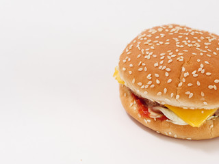 fast food small burger on white background