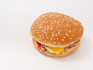 fast food small burger on white background