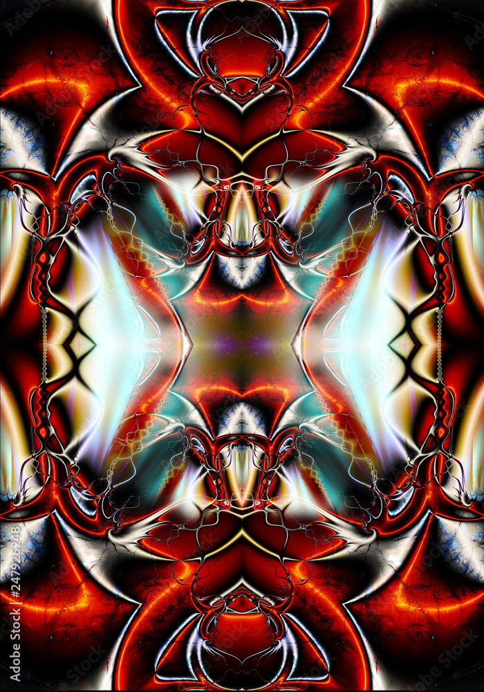 Poster artistic 3d computer generated unique futuristic abstract multicolored energetic fractal patterns ar
