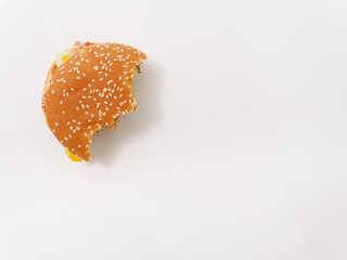 fast food bitten burger on white background