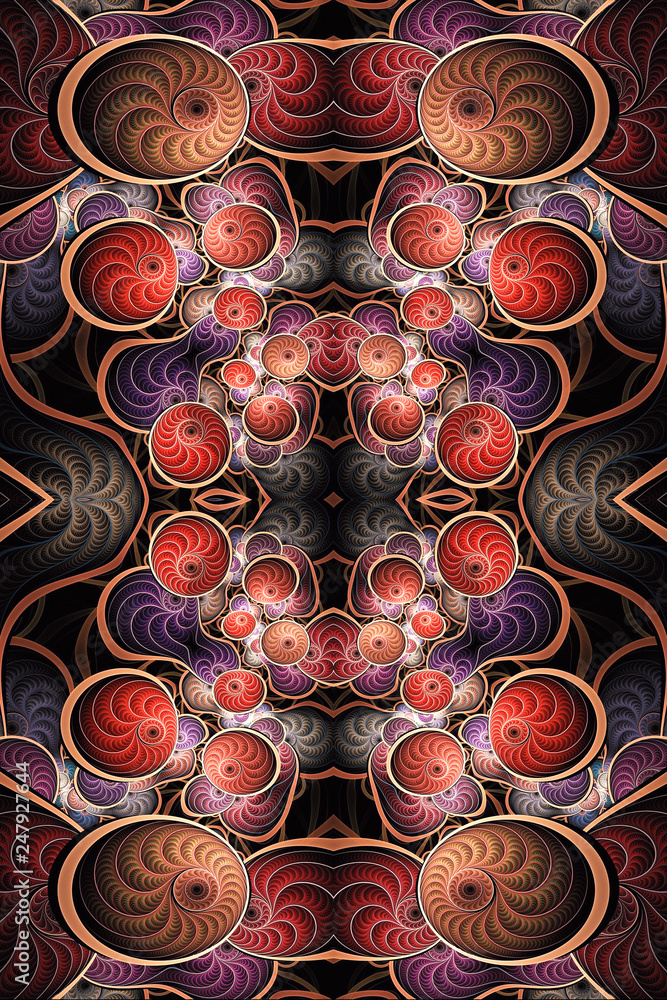 Poster artistic unique 3d computer generated smooth abstract colorful fractal balls