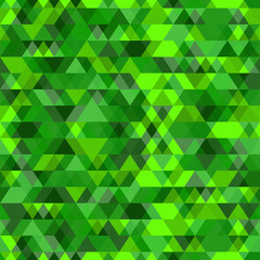 Seamless pattern of translucent green triangles