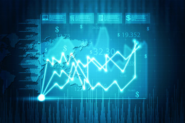 2d rendering Stock market online business concept. business Graph 