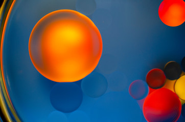 Red and yellow circles on blue background