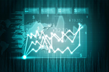 2d rendering Stock market online business concept. business Graph 