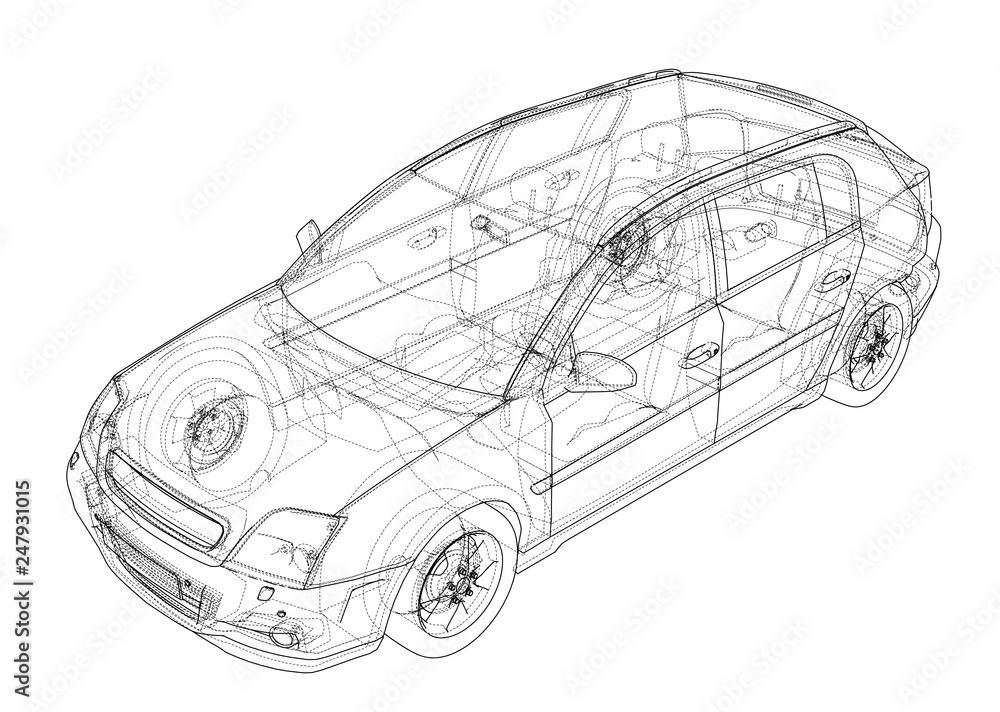 Poster concept car. vector rendering of 3d