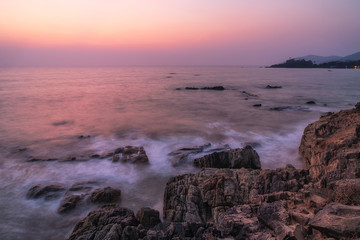 vierw over a cliff at sunset goa india