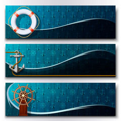 Set of tree maritime banners.