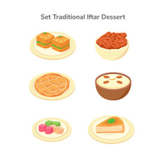 Set Isolated Middle Eastern Traditional Dessert for Iftar Illustration