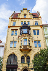 Obraz premium The streets of Prague. Old houses in Prague. Architecture of Prague old town