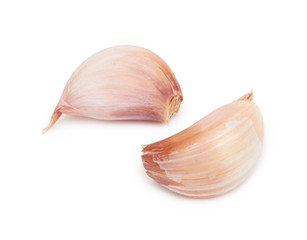 Fresh garlic on white