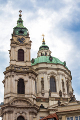 Fototapeta na wymiar St. Nicholas Cathedral in Prague. Mala Strana. Architecture of Prague old town