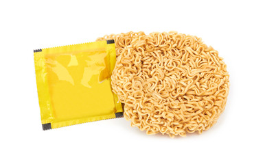 instant noodles on white
