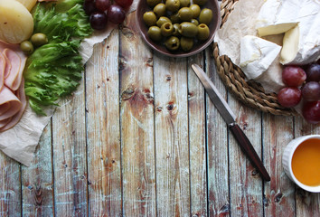 Continental breakfast. Flat lay concept.
