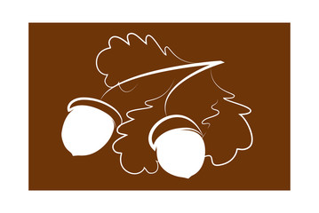 logo acorn in vector outline sketch black white