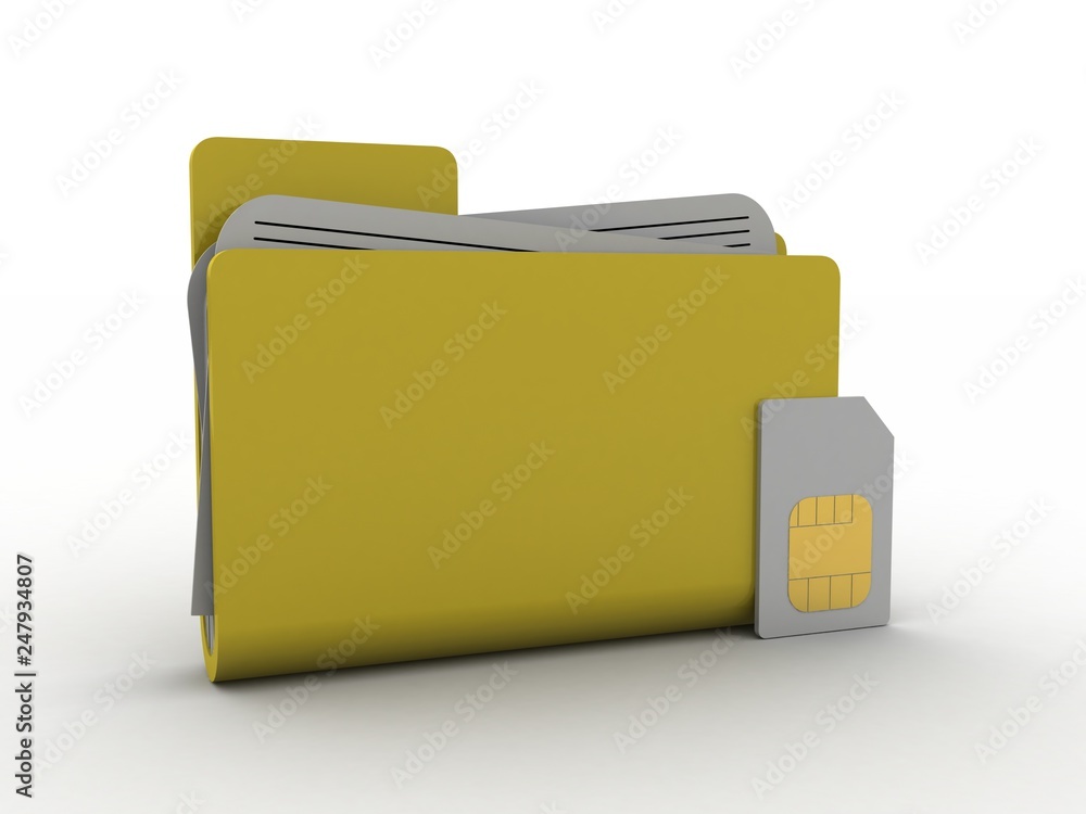 Poster 3d render sim with folder