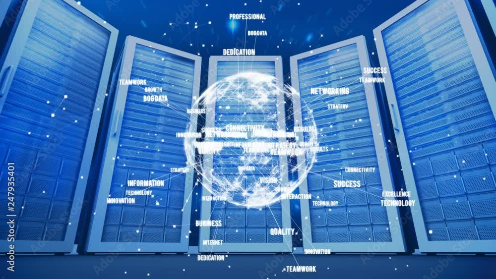 Aufkleber digital earth with data on a server network background