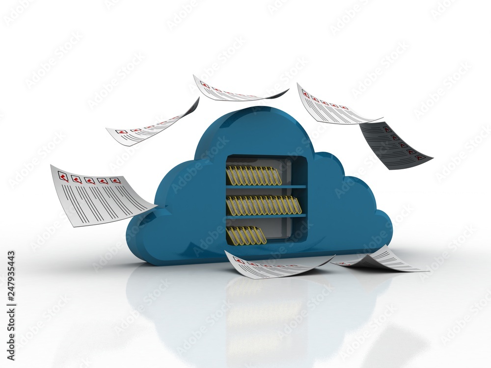 Poster 3d rendering cloud folder network