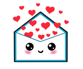 Envelope with hearts - a symbol of romance