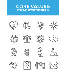 Core Values Line Icon Set Concept