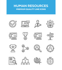 Human Resources Line Icon Set Concept