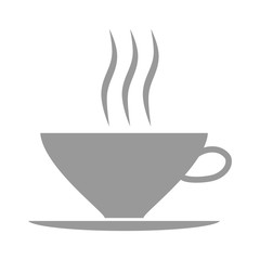 cup with a hot drink. gray vector silhouette icon isolated on white