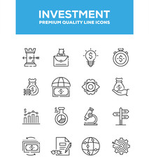 Investment Line Icon Set Concept