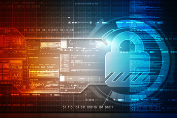 2d illustration Safety concept: Closed Padlock on digital background