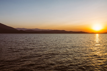 Fototapeta premium Beautiful sunset from the sea.