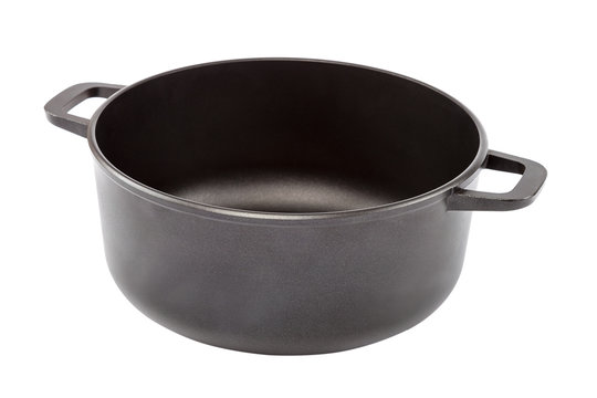 Cast iron pan isolated on white background