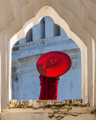 novice monks at the Hsinbyume white temple, Mandalay, Myanmar