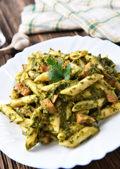 Penne pasta with spinach