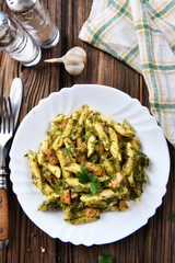 Penne pasta with spinach