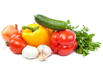 Set fresh vegetables isolated on white background