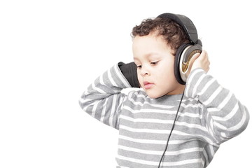 boy with headphones enjoying disco  music