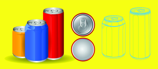 set of drinking soda water in aluminium can. easy to modify