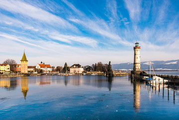 Lindau am Bodensee Hafen im Winter