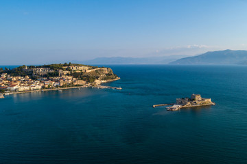 Fototapeta premium Aerial view of Old Venetian fortress on the island of Bourtzi, Nafplion, Greece