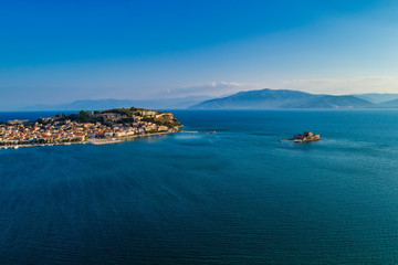 Aerial view of Old Venetian fortress on the island of Bourtzi, Nafplion, Greece