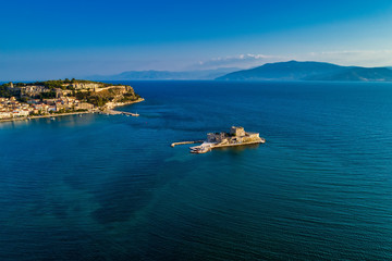 Aerial view of Old Venetian fortress on the island of Bourtzi, Nafplion, Greece