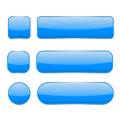 Blue glass buttons. Web 3d shiny icons set