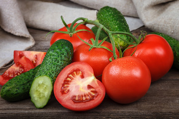 Fresh vegetables on a cutting board with a knife