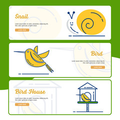 Obraz premium Gardening Banner Collection with Outline Filled Style