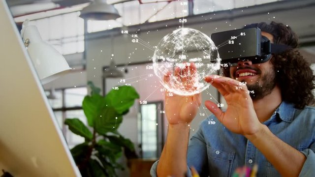 Man in the office using virtual reality