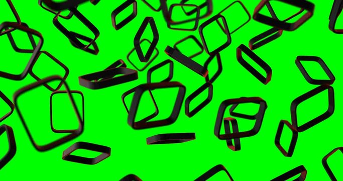 3d black square frame falling slow motion