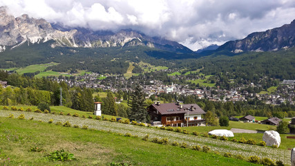 Fototapeta na wymiar Cortina D'Ampezzo resort, South Tyrol ,Italy, Europe. Dolomites, Italy
