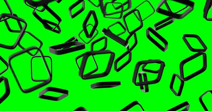 3d black square frame falling slow motion
