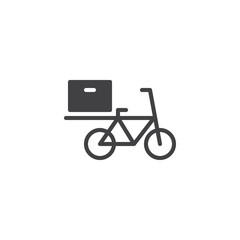 Food Delivery Bike vector icon. filled flat sign for mobile concept and web design. Bike with box simple solid icon. Symbol, logo illustration. Pixel perfect vector graphics