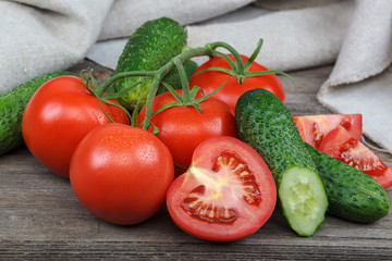 Fresh vegetables on a cutting board with a knife